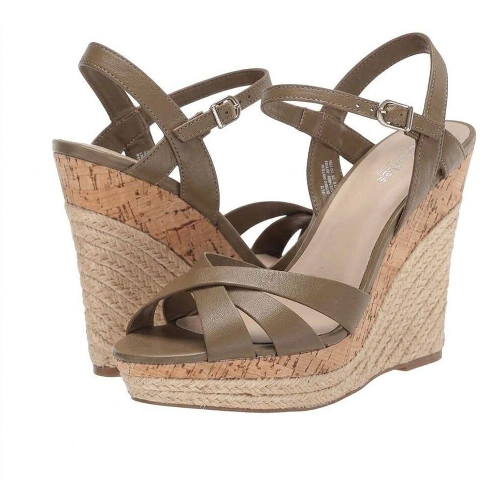 CHARLES BY CHARLES DAVID Astro Brown Leather Strappy Wedge Sandal Size 10M